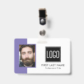 Badge ID bureau employé | Photo du logo violet (Face avec clip)