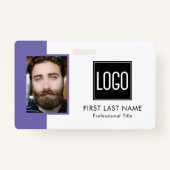 Badge ID bureau employé | Photo du logo violet (Devant)