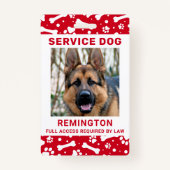 Badge ID chien de service photo Empreintes de pattes rou (Devant)