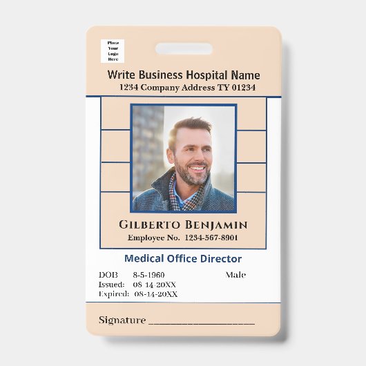 Badge ID Code barre d'identification Employé Personnalis (Face)