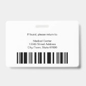 Badge ID code-barres photo du logo de l'employé Médicale (Dos)