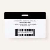 Badge ID code-barres photo du logo simple de l'employé (Dos)