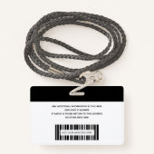 Badge ID code-barres photo du logo simple de l'employé (Derrière avec lanière)