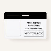 Badge ID code-barres photo du logo simple de l'employé (Devant)