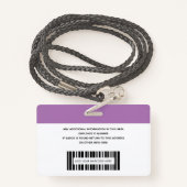 Badge ID code-barres photo du logo simple de l'employé (Derrière avec lanière)