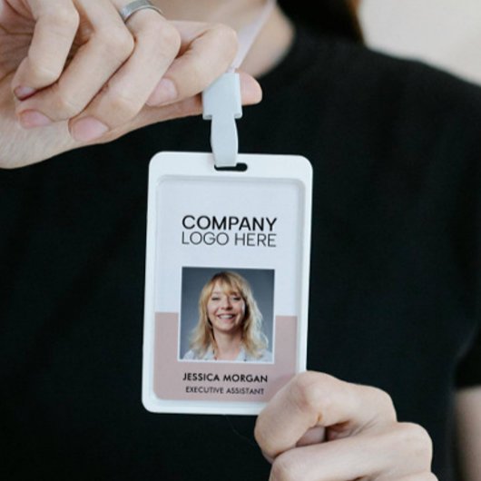 BADGE ID CORPORATE LOGO EMPLOYEE PHOTO BLUSH PINK