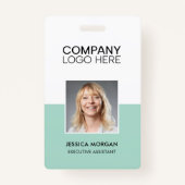 BADGE ID CORPORATE LOGO EMPLOYEE PHOTO GREEN LIGHT TEAL (Devant)
