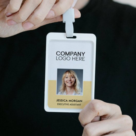 BADGE ID CORPORATE LOGO EMPLOYEE PHOTO LIGHT YELLOW