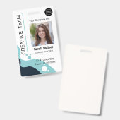 Badge ID Créatif Photo de l'employé Logo Nom bleu clair (Avant & arrière)