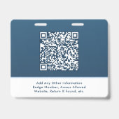 Badge ID d'accès à l'événement bleu avec code QR moderne (Arrière)