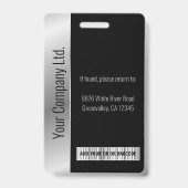 Badge ID d'argent noir de l'employé d'entreprise personn (Dos)