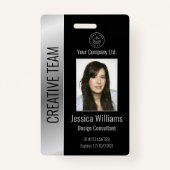 Badge ID d'argent noir de l'employé d'entreprise personn (Devant)
