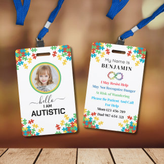 Badge ID d'autisme Insigne d'alerte Médicale pour enfant