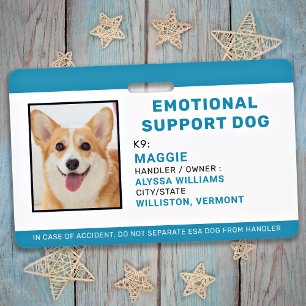 Badge ID de Chien de Soutien Émotionnel Simple Photo de