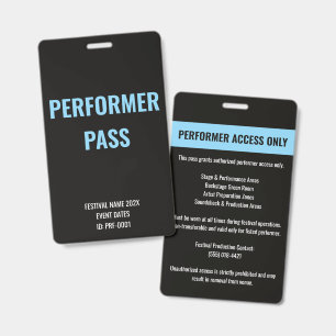 Badge ID de concert d'accès pour artiste interprète pers