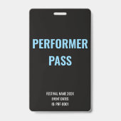 Badge ID de concert d'accès pour artiste interprète pers (Avant)