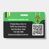 Badge ID de construction personnalisé Code QR vert noir (Arrière)