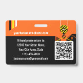 Badge ID de construction personnalisé Travail QR Code Or (Arrière)