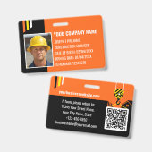 Badge ID de construction personnalisé Travail QR Code Or (Avant & arrière)