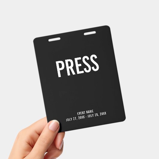 Badge ID de couverture d'événement Press All Access Pass (Manuel / portable)