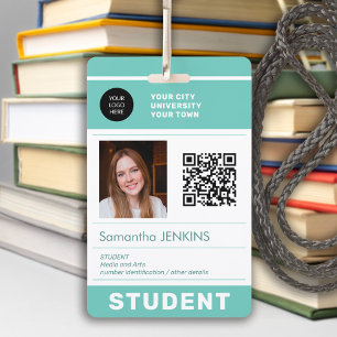 Badge ID de la photo de l'étudiant moderne Code QR école
