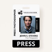 Badge ID de la presse photo et logo noir (Devant)