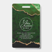Badge ID de la société de marbre d'agate d'or vert (Arrière)