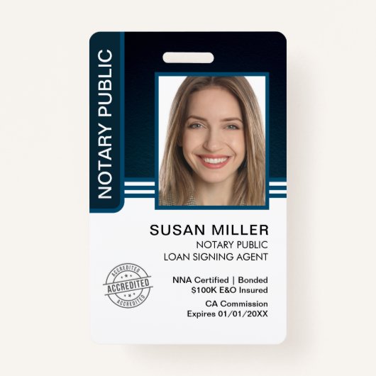 Badge ID de l'agent de signature de prêt public notaire (Devant)