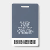Badge ID de l'employé avec Photo, Code-barres, Logo, Nom (Arrière)