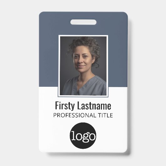 Badge ID de l'employé avec Photo, Code-barres, Logo, Nom (Avant)