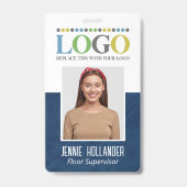 Badge ID de l'employé Bleu Professionnel Votre logo ici (Avant)