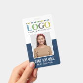 Badge ID de l'employé Bleu Professionnel Votre logo ici (Manuel / portable)