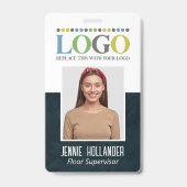 Badge ID de l'employé Dark Professional Votre logo ici (Avant)
