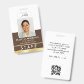 Badge ID de l'employé du personnel Nom Logo Dégradé Or M (Avant & arrière)