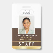 Badge ID de l'employé du personnel Nom Logo Dégradé Or M (Avant)