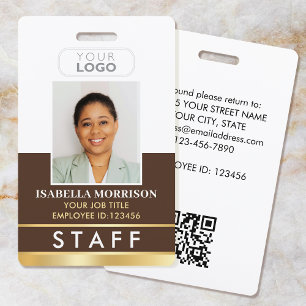 Badge ID de l'employé du personnel Nom Logo Dégradé Or M