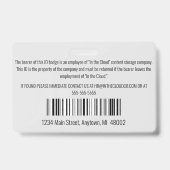 Badge ID de l'employé Gris clair et noir Horizontal (Arrière)