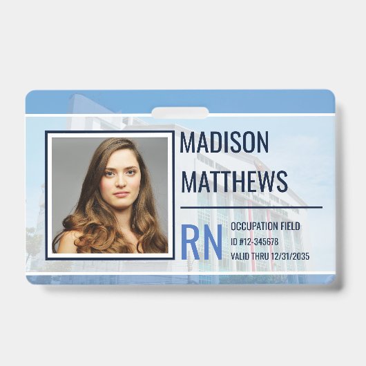 Badge ID de l'employé médical - Photo personnalisable de (Avant)