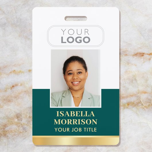 Badge ID de l'employé Nom Logo de l'entreprise Vert Or E