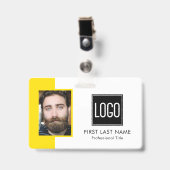 Badge ID de l'employé | Photo du logo jaune vif (Avant avec clip)