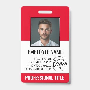 Badge ID de l'employé - Photo, Logo, Titre - Plastique p