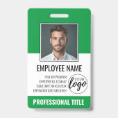 Badge ID de l'employé - Photo, Logo, Titre - Plastique p (Avant)