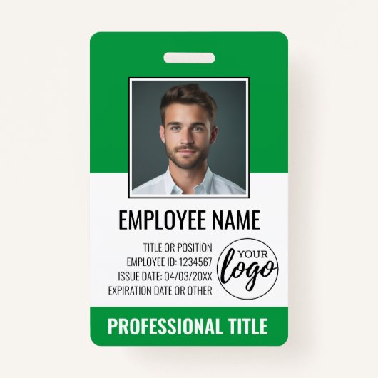 Badge ID de l'employé - Photo, Logo, Titre - Plastique p (Devant)
