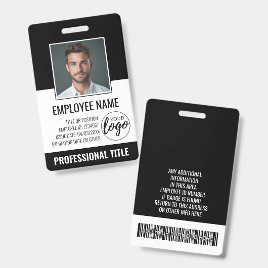 Badge ID de l'employé - Photo, Logo, Titre - Plastique p (Avant & arrière)