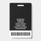 Badge ID de l'employé - Photo, Logo, Titre - Plastique p (Arrière)