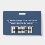 Badge ID de l'employé Société Photo Logo code barre ou Q (Arrière)
