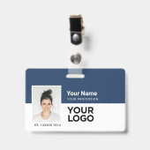 Badge ID de l'employé Société Photo Logo code barre ou Q (Avant avec clip)