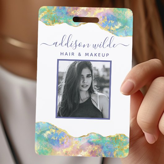 Badge ID de l'entreprise en pierre gemme arc-en-ci