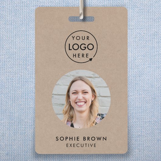 Badge ID de l'entreprise Rustic Kraft | QR code employé