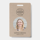 Badge ID de l'entreprise Rustic Kraft | QR code employé (Avant)